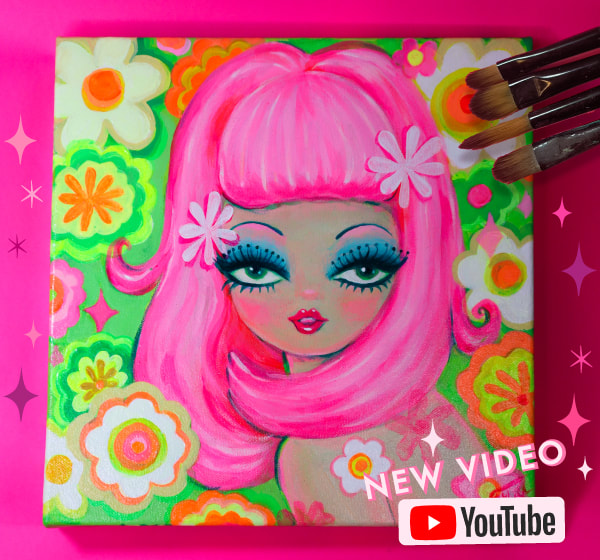 Painting Time Lapse video • Acrylic on canvas • Vintage inspired 1960s mod girl