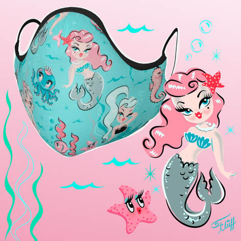 Cute mermaid face masks by Miss Fluff.