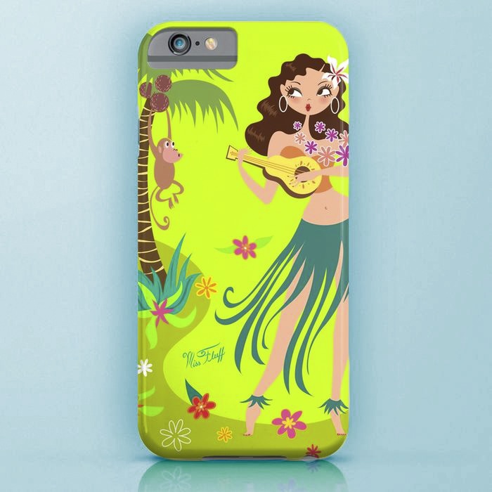 Retro hula girl phone case