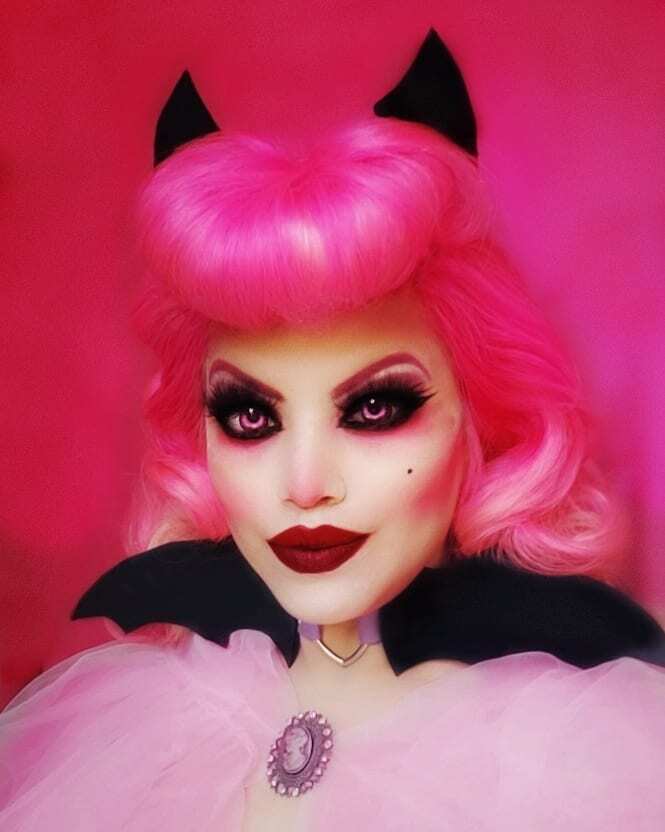 Pink Hair Vampire pinup doll inspired by the art of Miss Fluff