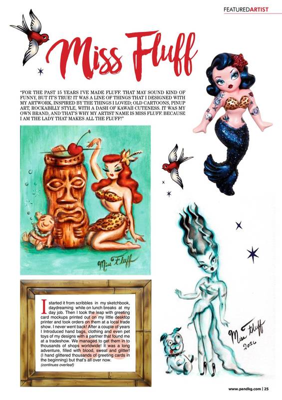 Miss Fluff interview in Cover of the June/July issue of Pinstriping and Custom Graphics Magazine