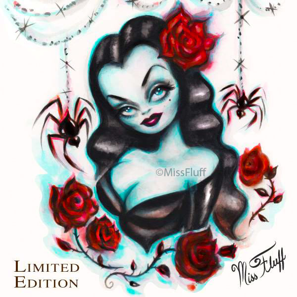 Vampire Goth Pinup Girl with spiders