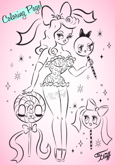 Free coloring page pinup girl downloads by Miss Fluff