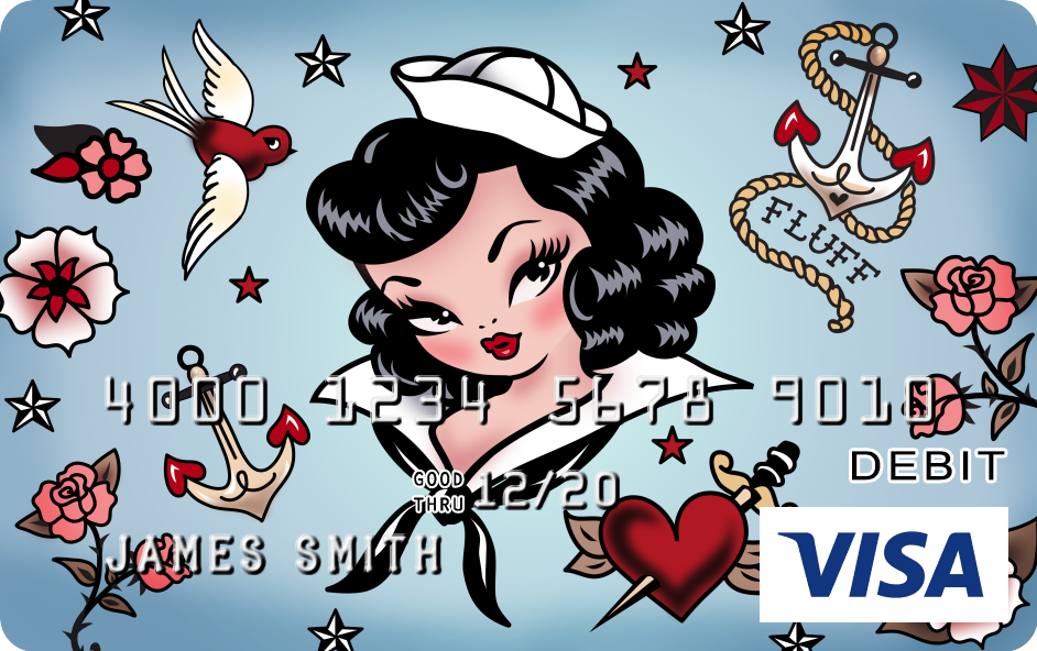 Vintage tattoo flash sailor girl by Miss Fluff.