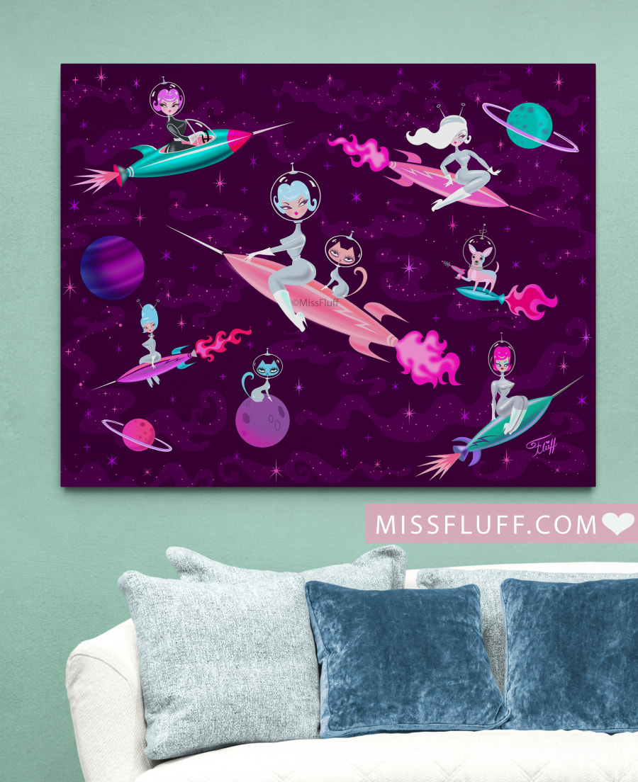 Retro space age art by Miss Fluff. Perfect for your vintage inspired decor.