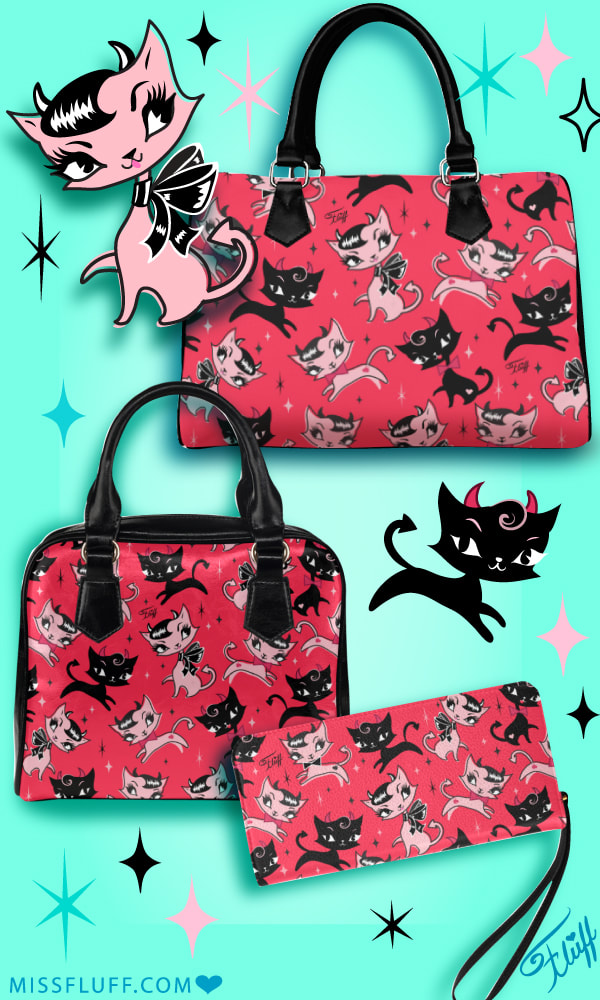 cute vintage cats rockabilly style handbags for pinupgirls