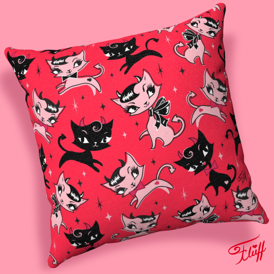 Retro rockabilly cats! Cute throw pillow by Miss Fluff!