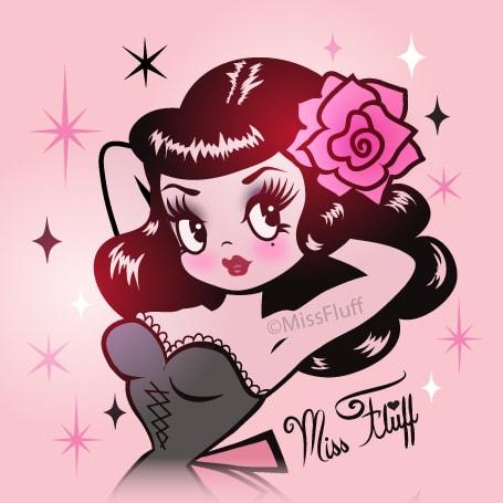 Retro Pinup cartoon dolly in pink by Miss Fluff