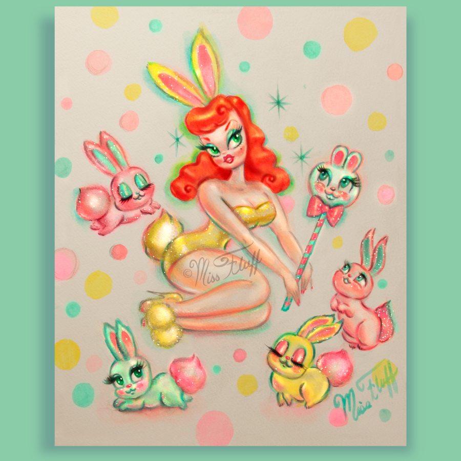 retro pinup girl in a bunny suit