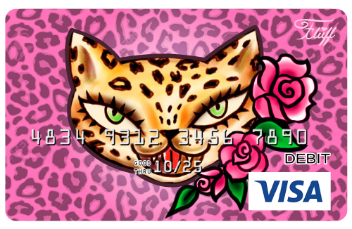 vintage inspired tattoo leopard with roses. Art by Miss Fluff.