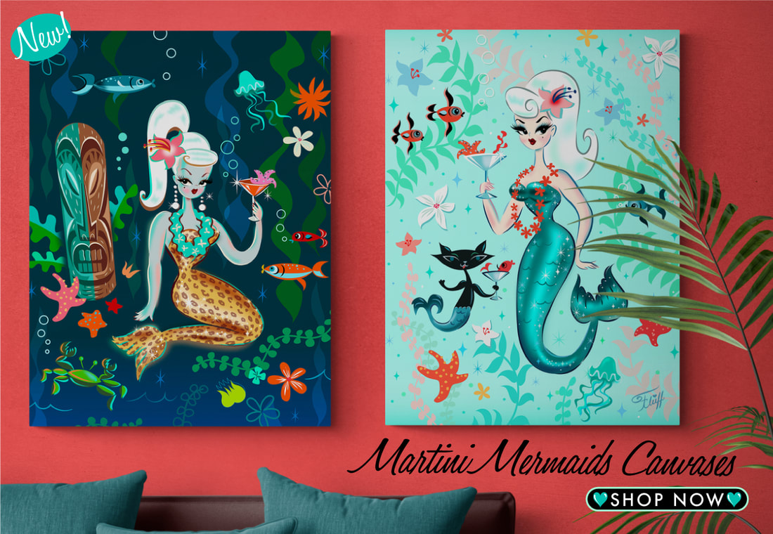 Vintage Inspired Mermaid Fabrics by the Yard! - The Art of Claudette  Barjoud, a.k.a Miss Fluff