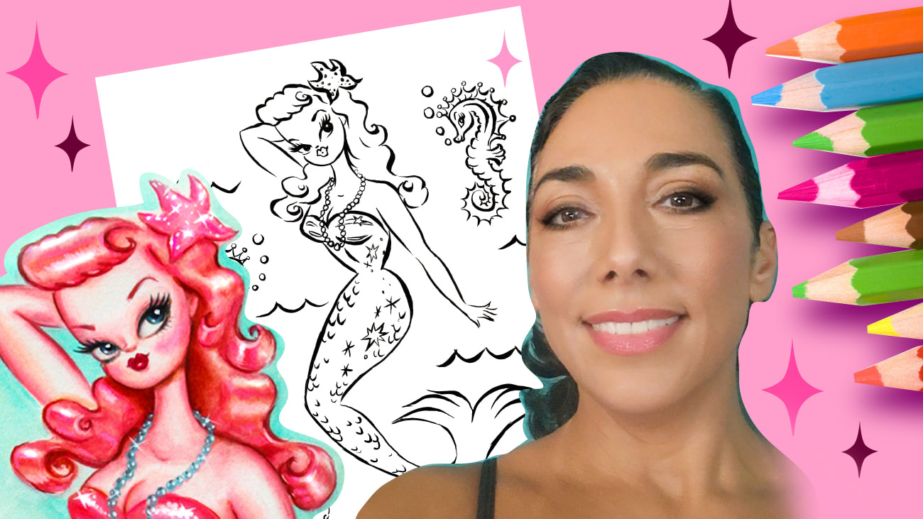Coloring pages for adults with mermaid art by Miss Fluff