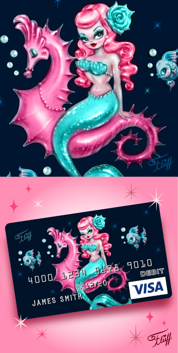 Cute Mermaid rechargable debit cards by Fluff