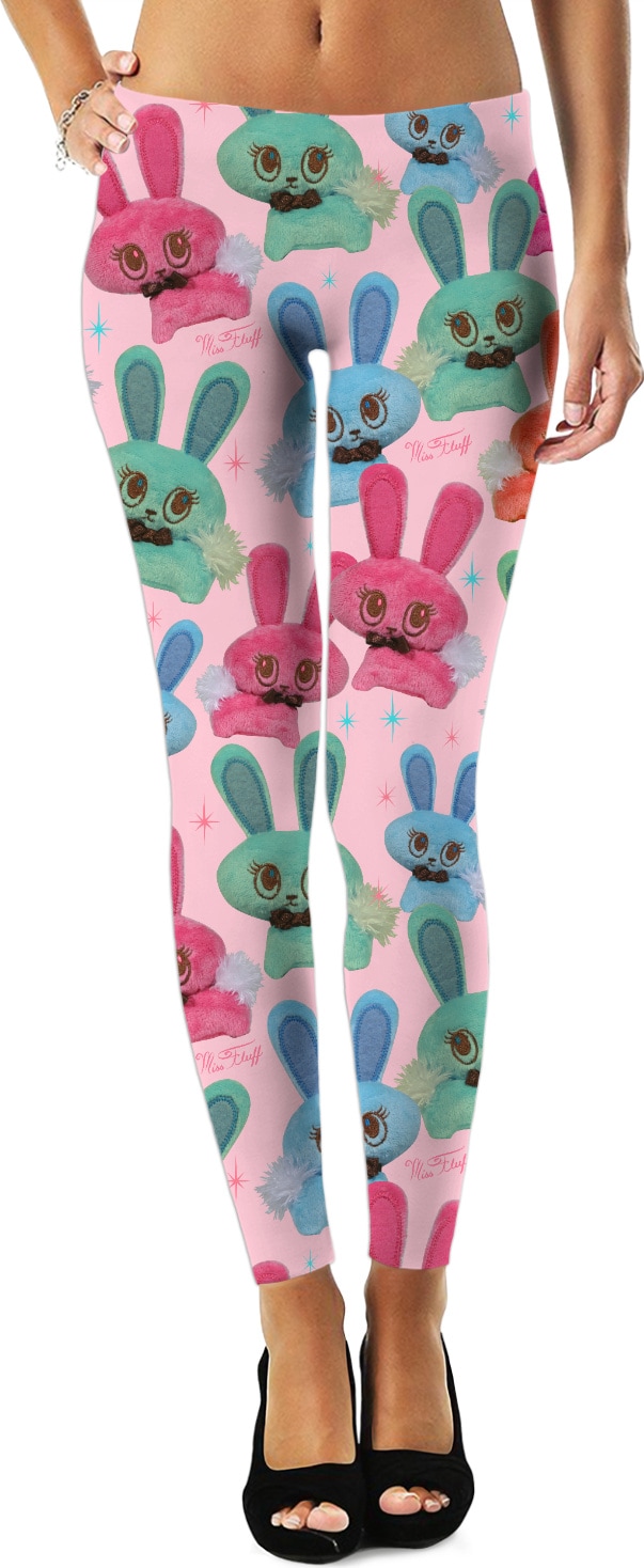 cute bunny art leggings on pink