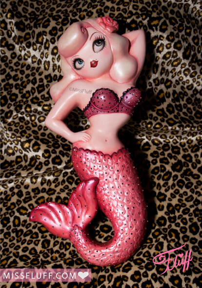champagne pink blonde mermaid sculpture by Miss Fluff