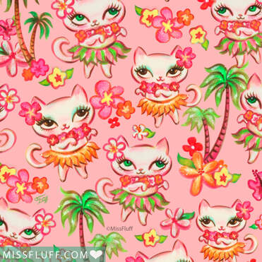 Cute Retro Hula tropical wallpaper nd fabrics