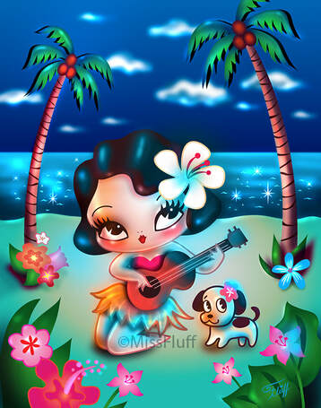 Cute retro hula girl device skins by Miss FluffPicture