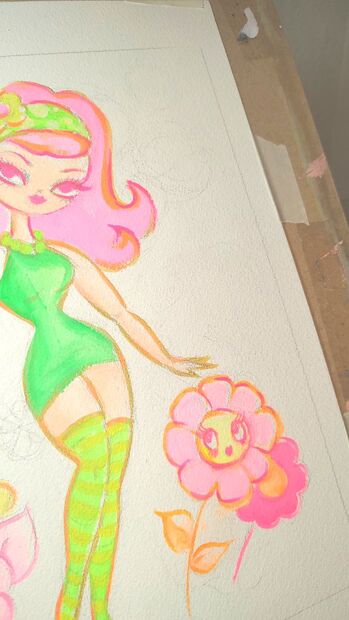 Art in Progress, Mod Flower Pixies by Miss Fluff