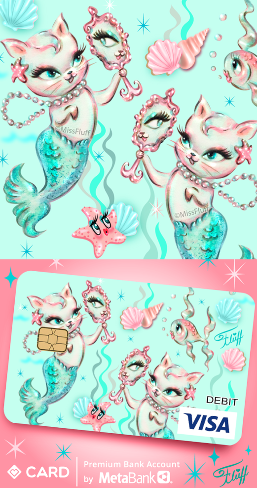Purrmaids vintage inspired art by Miss Fluff.