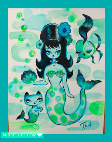 retro mod mermaid art by Miss Fluff