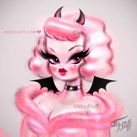 Pink Retro Glamour Vampire Doll by Miss Fluff
