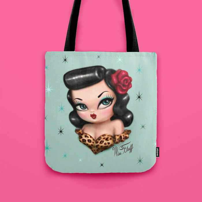 Cute Rockabilly Doll tote bag by Miss Fluff. For the gal that enjoys vintage style!
