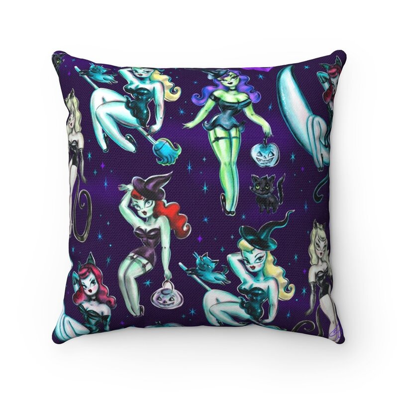 vintage pinup witches decor pillow by Fluff